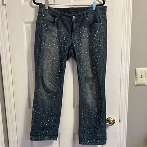 White House Black Market Blue Speckled Ankle Jeans Size 8.